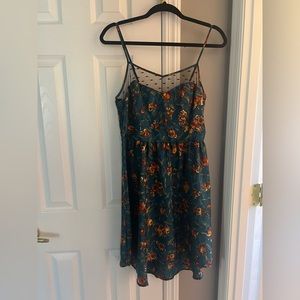 Teal floral dress